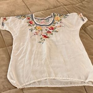 Johnny Was White Floral Embroidered Tunic